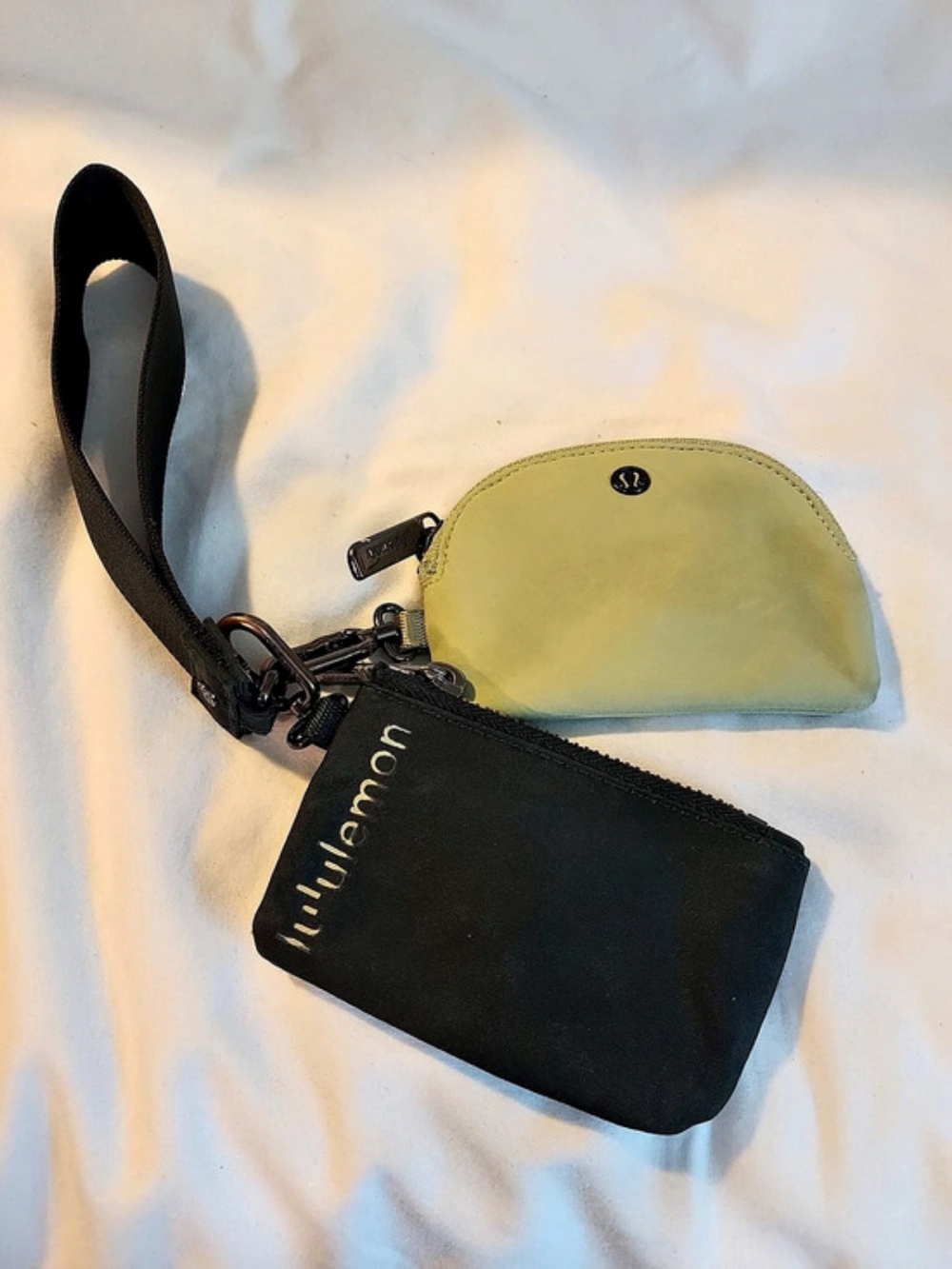 Lululemon Dual Pouch Wristlet Wallet Set - Black & Light Sage